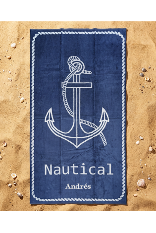 Toalla Playa Nautical Azul Marino
