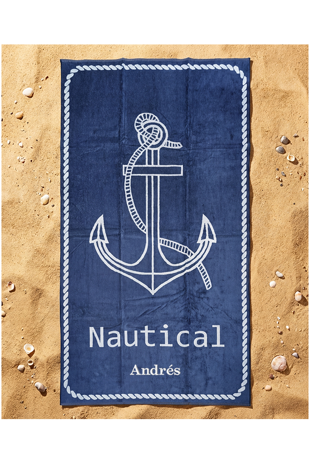 Comprar Toalla Playa Nautical Azul Marino