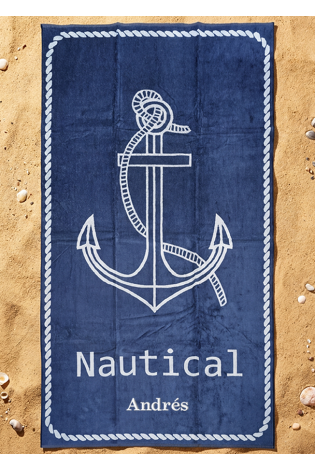 Toalla Playa Nautical Azul Marino