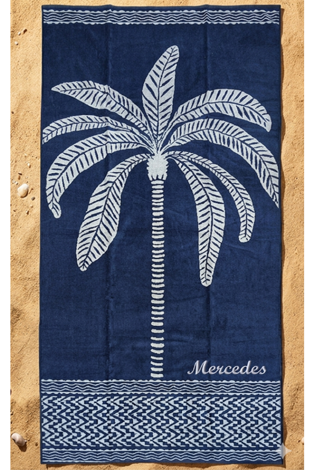 Comprar Toalla Playa Palmera Azul Marino
