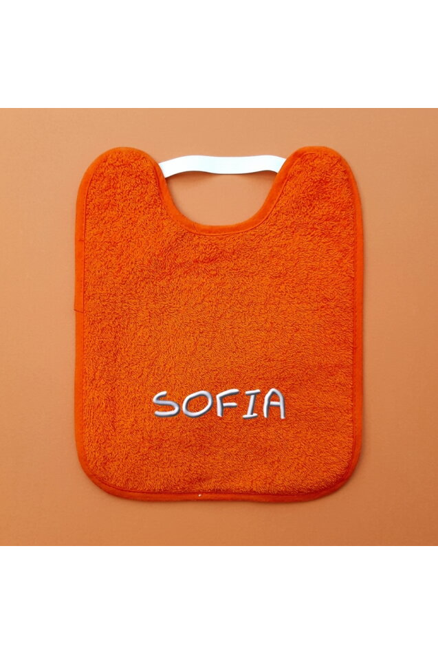 Comprar Babero Guardería Goma Naranja