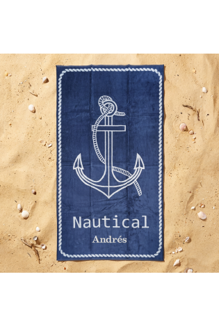 Toalla Playa Nautical Azul Marino