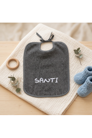 Babero Picolo Con Tira Gris Personalizado