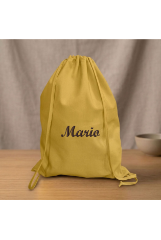 Bolsa de Tela Personalizada para Guardería Mostaza