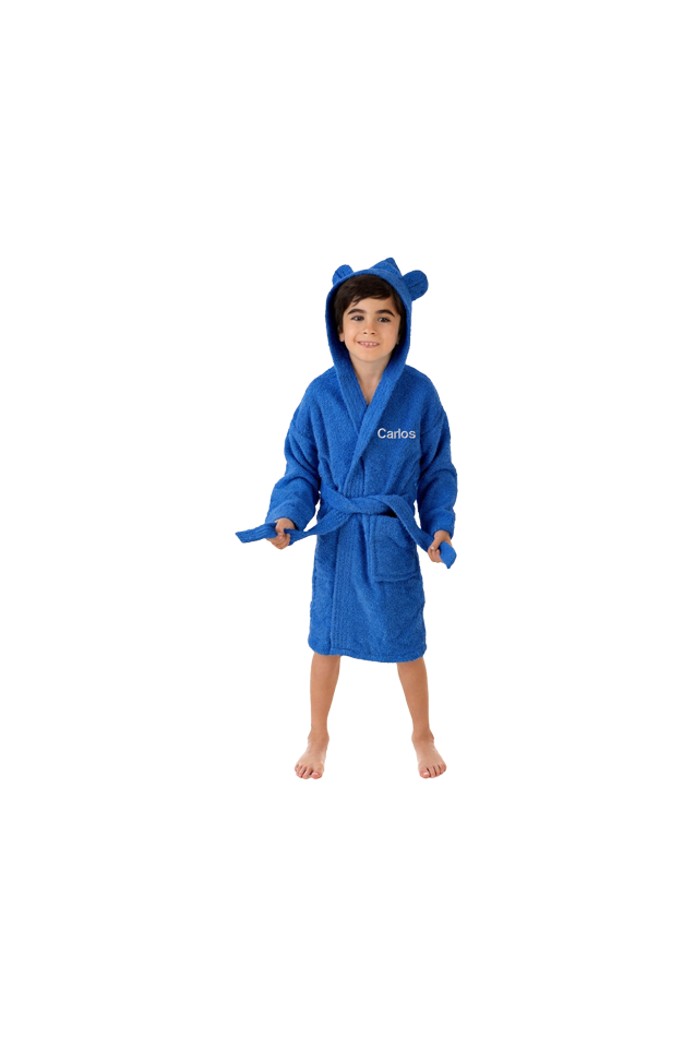 Comprar Albornoz Infantil Personalizable con Capucha y Orejitas Azulón