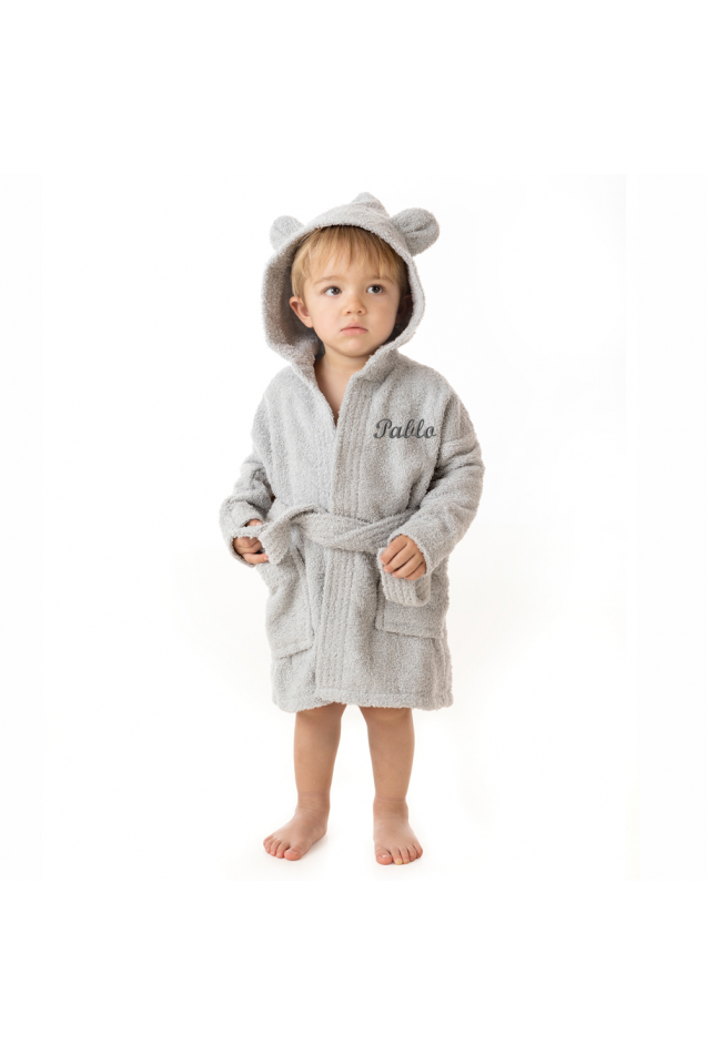 Comprar Albornoz Infantil Personalizable con Capucha y Orejitas Perla