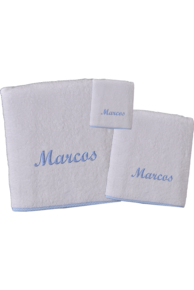 Comprar Juego Toallas Picolo Topos Azul Personalizado