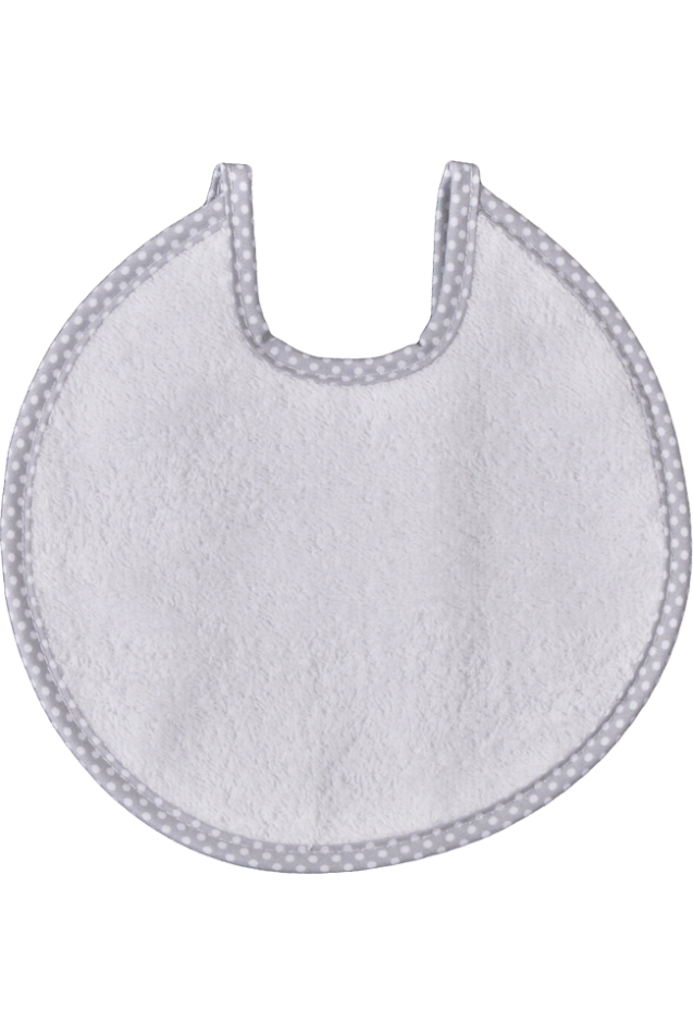 Comprar Babero Picolo Redondo Topos Gris Personalizado