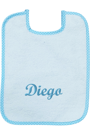 Babero Blanco Topos Azul