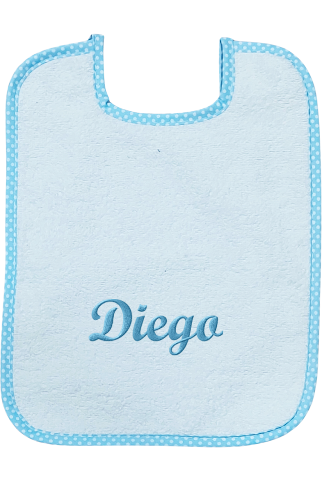 Babero Blanco Topos Azul Comprar Babero Picolo Topos Azul Personalizado