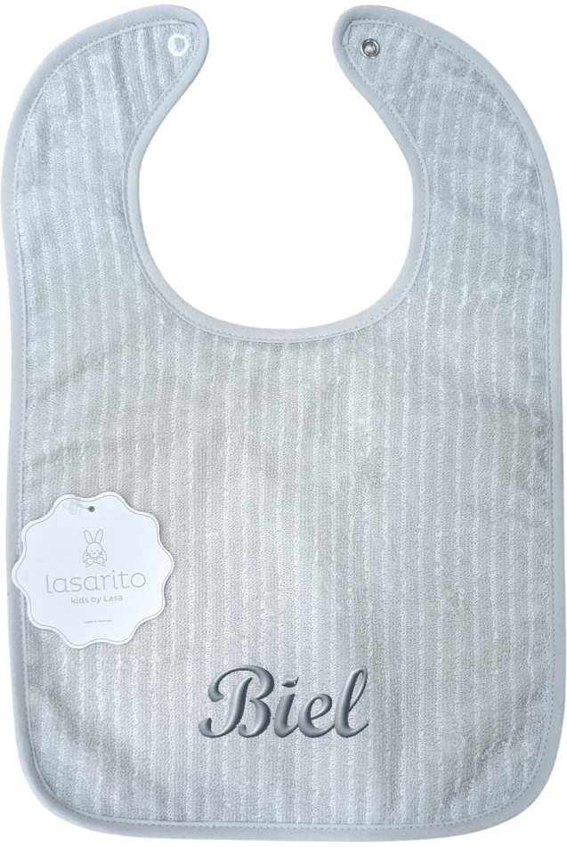 Comprar Babero Personalizado Rayas Gris