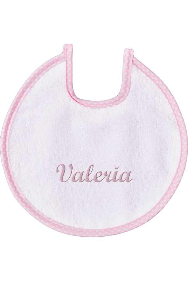 Comprar Babero Picolo Redondo Topos Rosa Personalizado