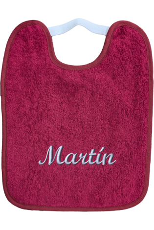 Babero Guardería Goma Granate