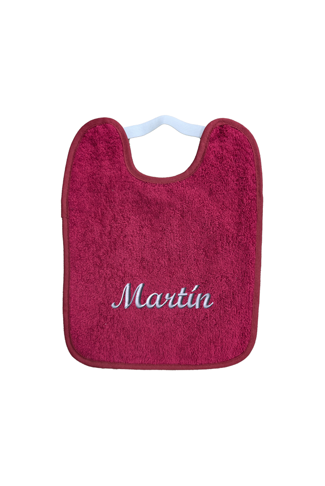 Comprar Babero Guardería Goma Granate Personalizado