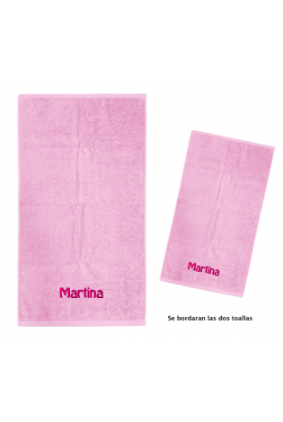 Comprar Juego 2 Toallas Guardería Rosa Personalizadas